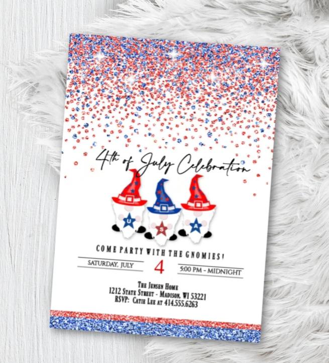 4th of July Party Invitation - 4th of July Birthday Invite Independence Day Party Invite Red White Blue