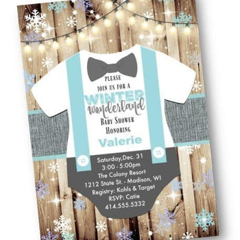 Christmas - Winter Wonderland Boy Baby Shower Invitation Flyer - Holiday Invitation