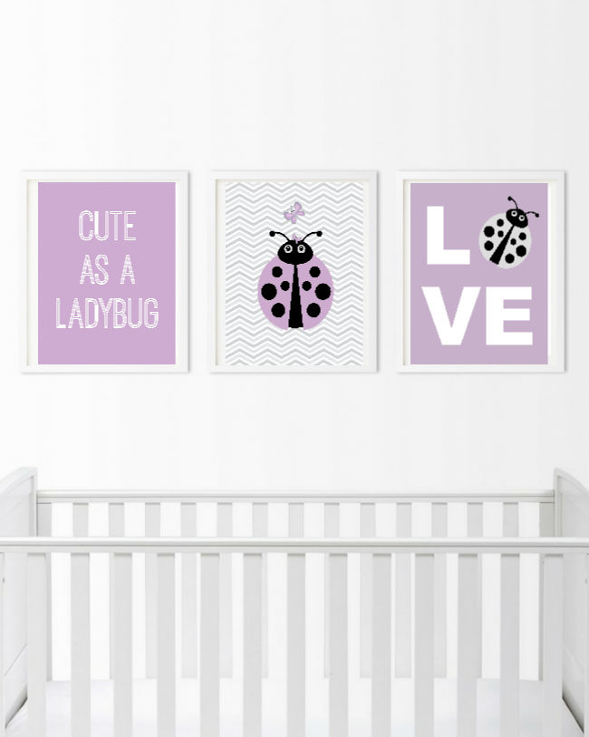 Cute as a Butterfly Wall Art - Baby Girl Wall Decor Prints - Bedroom Pictures