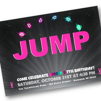 Girl or Boy Jump Birthday Invitation - Trampoline Skyzone Party Invite - Birthday Invitation