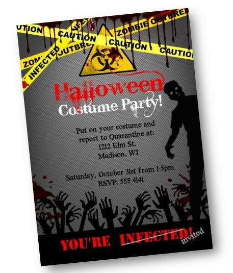 Halloween Invitation Zombie Costume Party Invite Flyer