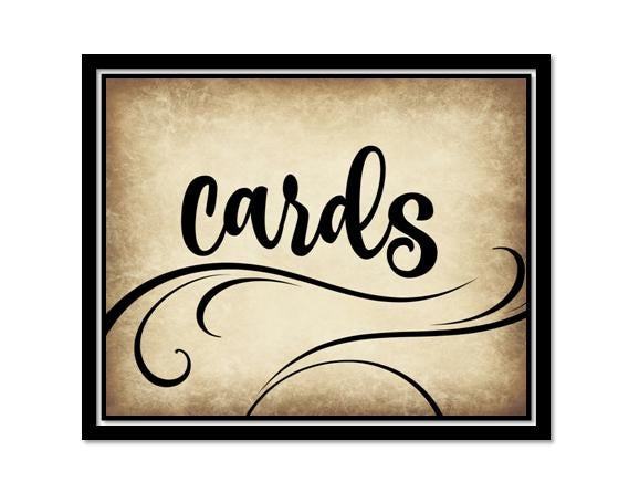 INSTANT DOWNLOAD - Cards Sign for Gift Table - Wedding Decor - Rustic Swirl Script