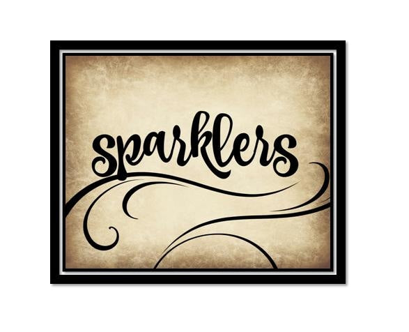 INSTANT DOWNLOAD - Sparkler Set off Sign - Wedding Decor - Rustic Swirl Script