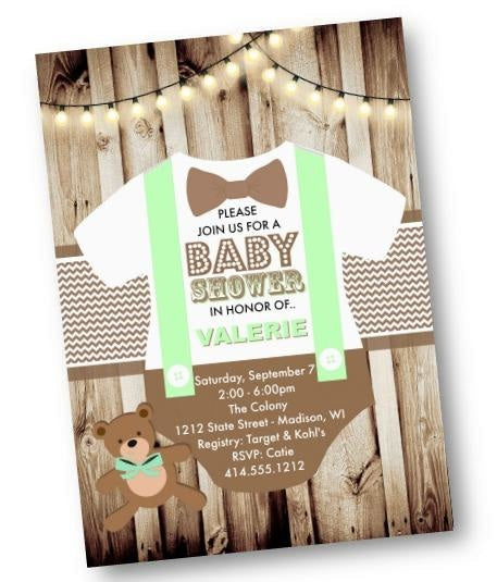 Onesie Teddy Bear Boy Baby Shower Invitation Flyer