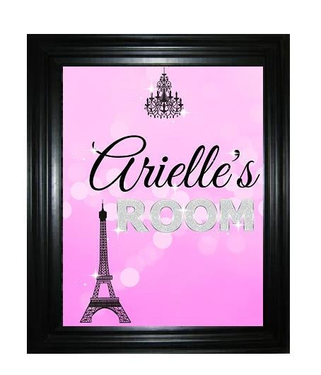 Paris Wall Art Print  - Girl Bedroom Decor - Personalized Name Wall Picture