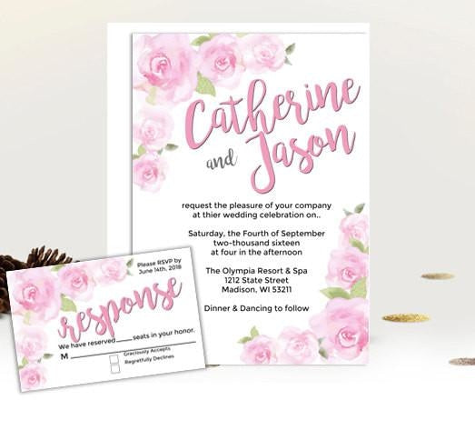 Rose Wedding Invitation Set