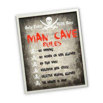 Rules Man Cave Garage Wall Art - Mens Decor - Garage Pictures