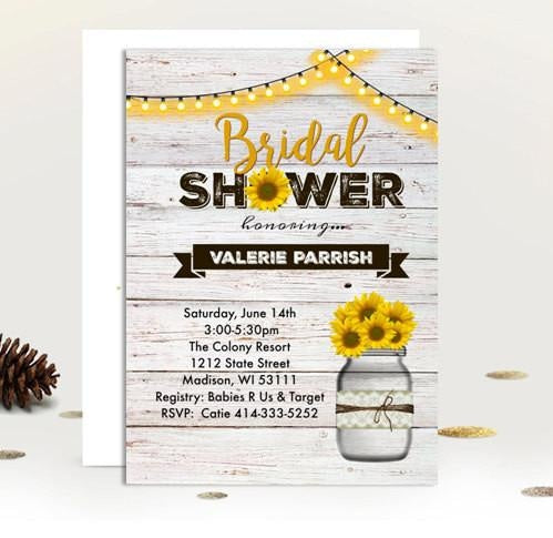 Rustic Sunflower Mason Jar Bridal Shower Invitation Flyer