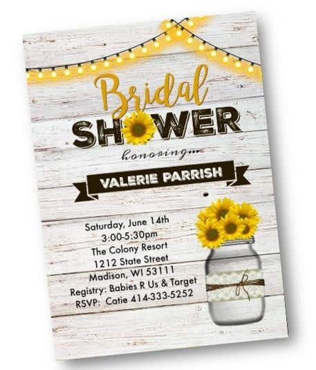 Rustic Sunflower Mason Jar Bridal Shower Invitation Flyer