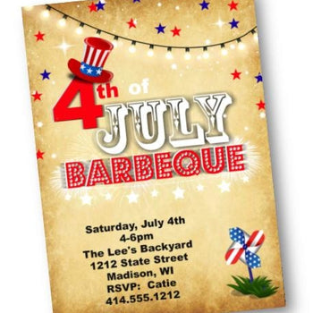 4th of July Barbecue Invitation - Independence Day Party Invite Papyrus Red White Blue - Holiday Invitation
