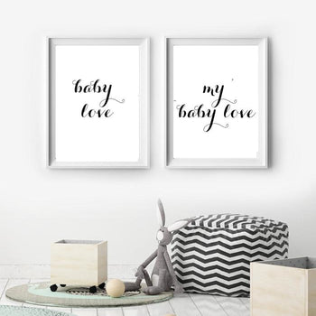 Baby Love My Baby Love Wall Art Print - Girl Bedroom Decor - Minimalist Nursery Wall Picture