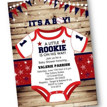 Baseball Baby Shower Invitation Flyer - Little Rookie - for boy - Baby Shower Invitation