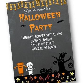 Chalkboard Halloween Party Invitation - Holiday Invitation