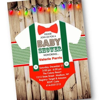 Christmas Onesie Baby Shower Invitation - Holiday Invitation