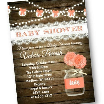 Fall Rustic Mason Jar Baby Shower Invitation Flyer - Baby Shower Invitation