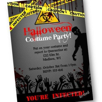 Halloween Invitation Zombie Costume Party Invite Flyer - Holiday Invitation