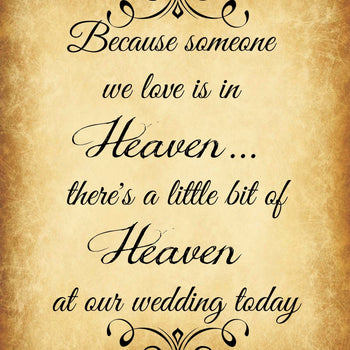 INSTANT DOWNLOAD - Printable Wedding Sign - Remembering a Loved One in Heaven on Your Wedding Day
