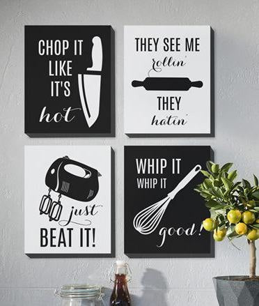 Funny Kitchen Sign Music Lyric Print Set of 9 Wall Art Prints 