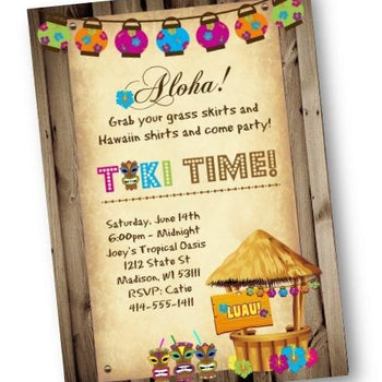 Luau Tiki Time Party Invitation Flyer - Birthday Invitation
