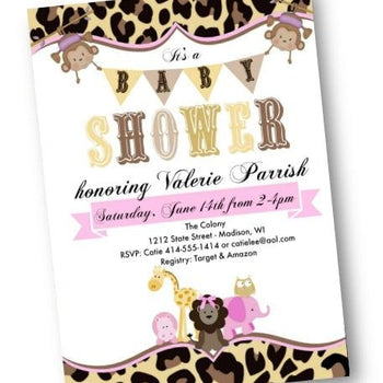 Noahs Ark Baby Shower Invitation with Pink Animals Flyer - Baby Shower Invitation