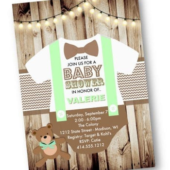 Onesie Teddy Bear Boy Baby Shower Invitation Flyer - Baby Shower Invitation
