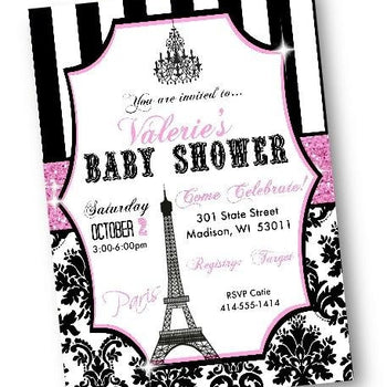 Paris Baby Shower Invitation with eiffel tower - Baby Shower Invitation