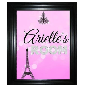 Paris Wall Art Print - Girl Bedroom Decor - Personalized Name Wall Picture