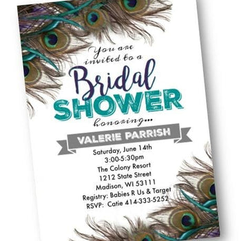 Peacock Bridal Shower Invitation flyer with teal - Bridal Shower Invitation