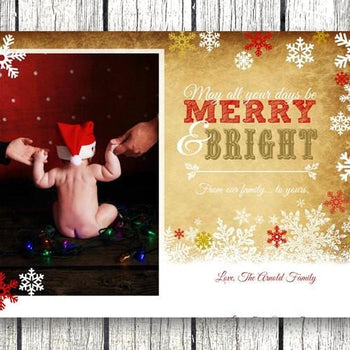 Photo Gold Snowflake Christmas Card - Christmas Card