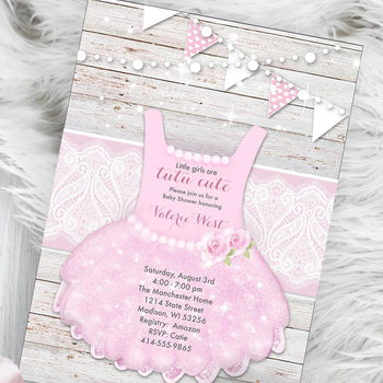 Princess Baby Shower Tutu Dress Invitation pink Princess onesie invite flyer design - Baby Shower Invitation