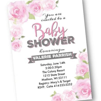 Rose Baby Shower Invitation Flyer Floral Garden Pink Theme - Baby Shower Invitation