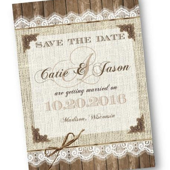 Rustic Burlap And Lace Save the Date Invitation Flyer - Save the Date