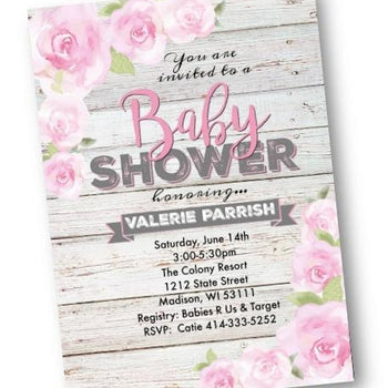 Rustic Pink Rose Garden Baby Shower Invitation Flyer - Baby Shower Invitation