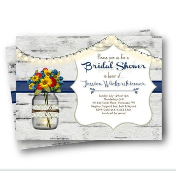Rustic Sunflower Mason Jar Bridal Shower Invitation - Bridal Shower Invitation