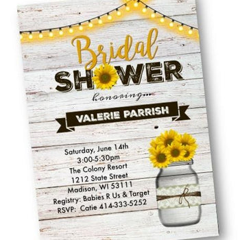 Rustic Sunflower Mason Jar Bridal Shower Invitation Flyer - Bridal Shower Invitation