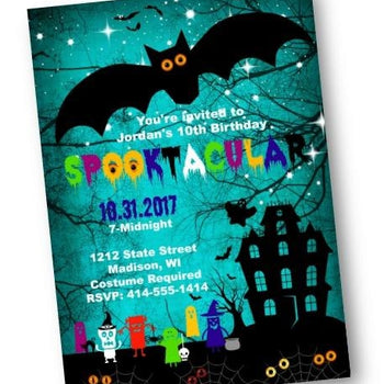 Spooktacular Halloween Monsters Birthday Party Invitation Flyer - Holiday Invitation