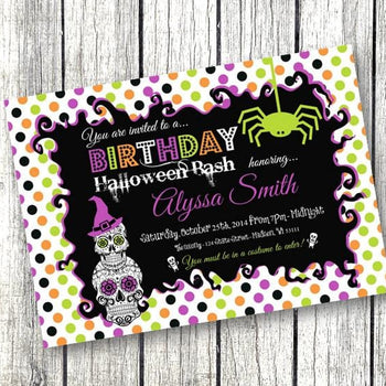 Sugar Skull Halloween Invitation - Holiday Invitation