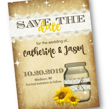 Sunflower Mason Jar Save The Date Invitation - Save the Date