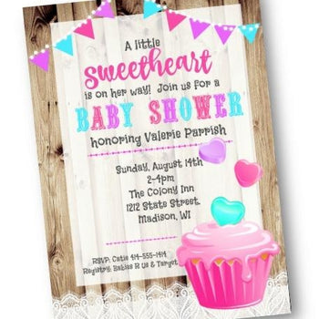 Sweetheart Cupcake Baby Shower Invitation Valentines Day Flyer - Baby Shower Invitation