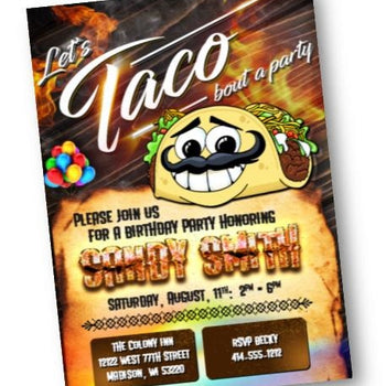 Taco Birthday Invitation - Taco Bout A Party - Birthday Fiesta Party Invitation - Invites for Taco Party - Birthday Invitation