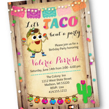 Taco Bout A Party - Birthday Fiesta Party Invitation - Invites for Taco Party - Birthday Invitation