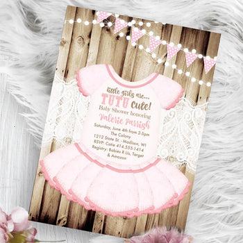 Tutu Baby Shower Invitation pink Ballerina onesie invite flyer Princess Party Invites - Baby Shower Invitation