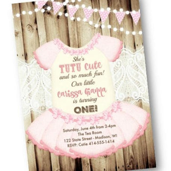 Tutu Ballerina Princess 1st Birthday Invitation Pink Tutu Invite Flyer - Holiday Invitation