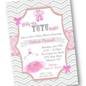 Tutu Chevron Baby Shower Invitation - Baby Shower Invitation