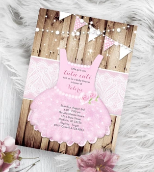 Tutu Cute Baby Shower Invitation pink Princess onesie invite flyer design - Baby Shower Invitation