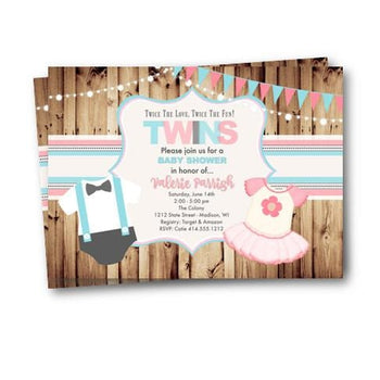 Twins Baby Shower Invitation - Baby Shower Invitation