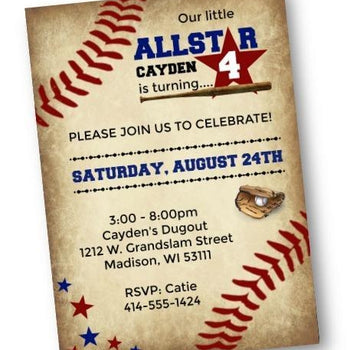 Vintage Baseball Birthday Invitation Flyer - Birthday Invitation