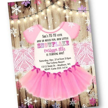 Winter One-derland 1st Birthday Invitation Pink Tutu WInter Wonderland Flyer - Holiday Invitation