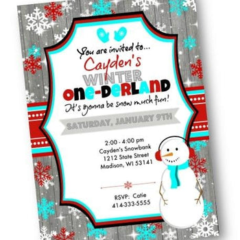 Winter One-derland Boy 1st Birthday Invitation Winter Wonderland Party Flyer - Holiday Invitation