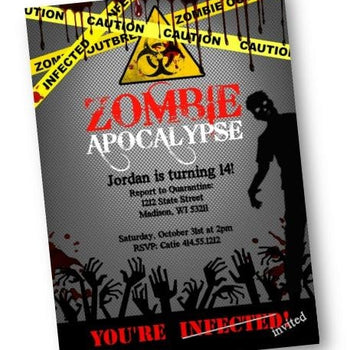 Zombie Birthday Party Invitation Zombie Apocalypse Flyer - Birthday Invitation